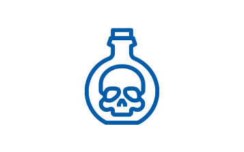 Stilisierte Darstellung einer Flasche mit toxischer Chemikalie